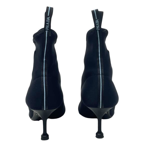 Prada Boots Triangle LOGO Shoes Nylon Pointed Toe 65mm Ankle Stiletto Heels EU37 - Picture 6 of 12